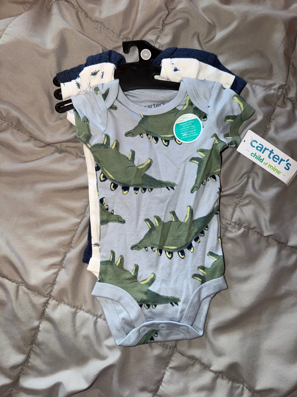 Carter's Light Blue Dinosaur One-Piece Bodysuit